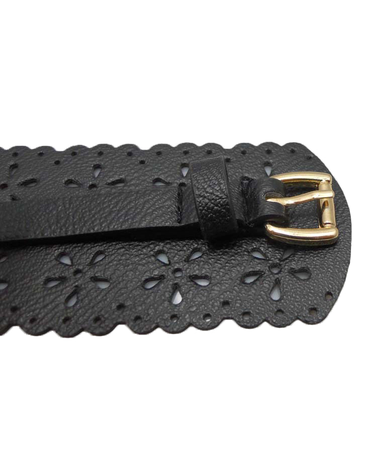 black PU leather laser cut wide belt *pre-order*