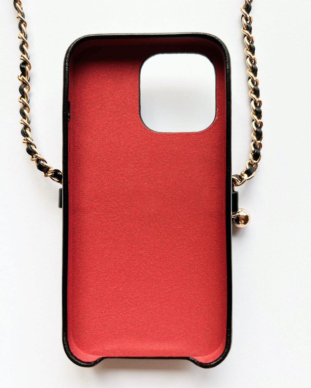 black PU leather quilted pocket cross body chain phone case *pre-order*