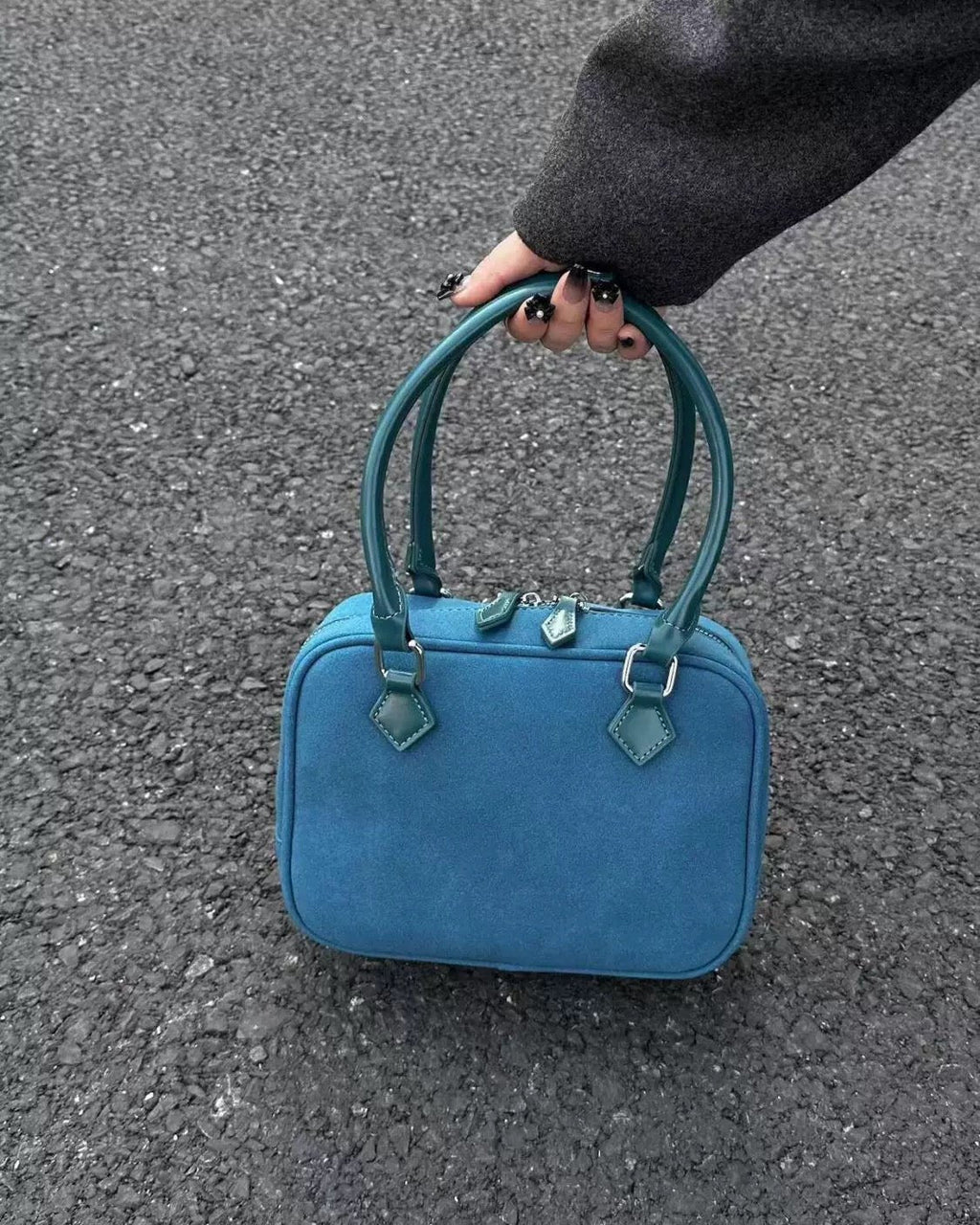turquoise suede handbag *pre-order*