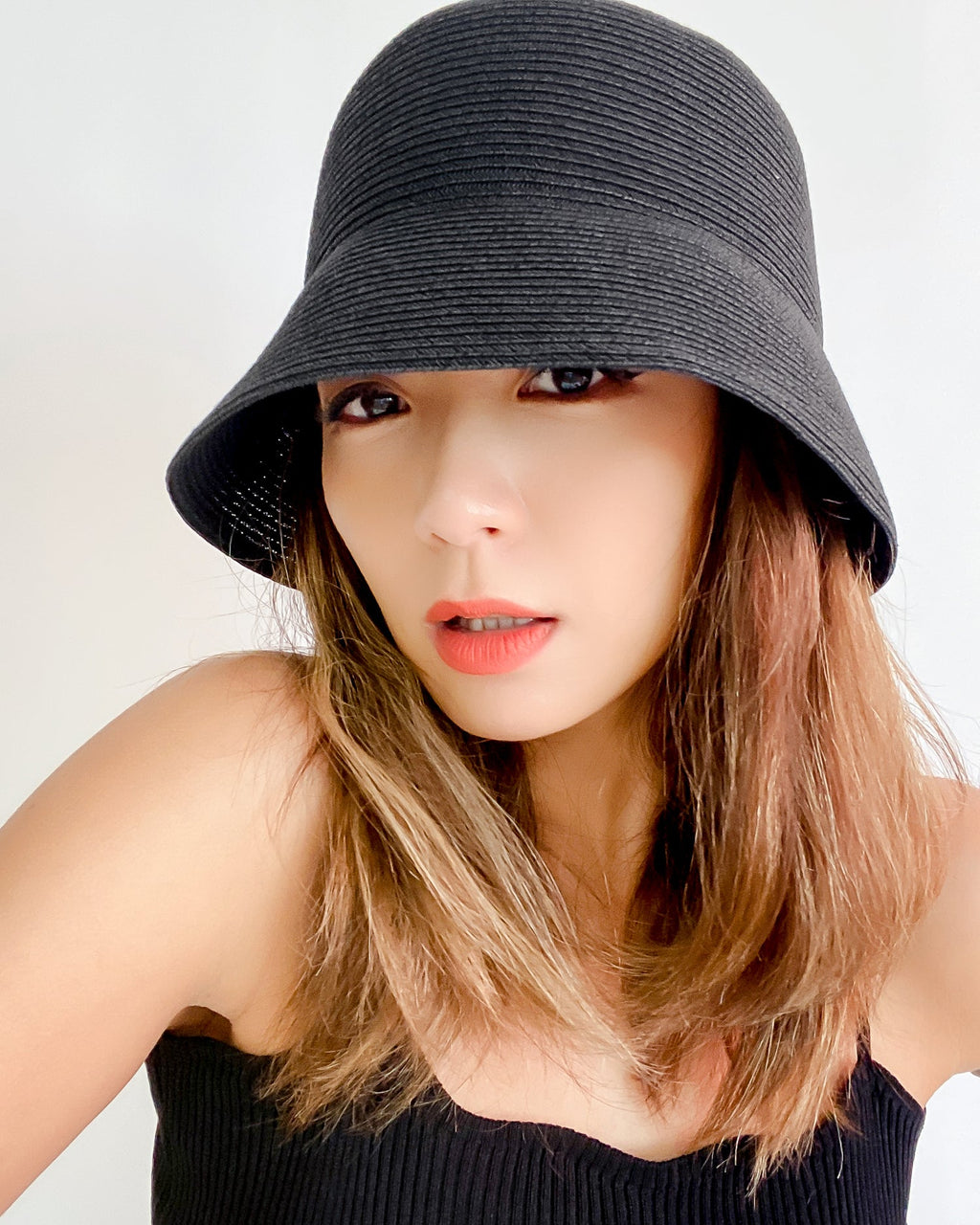 black straw bucket hat *pre-order*
