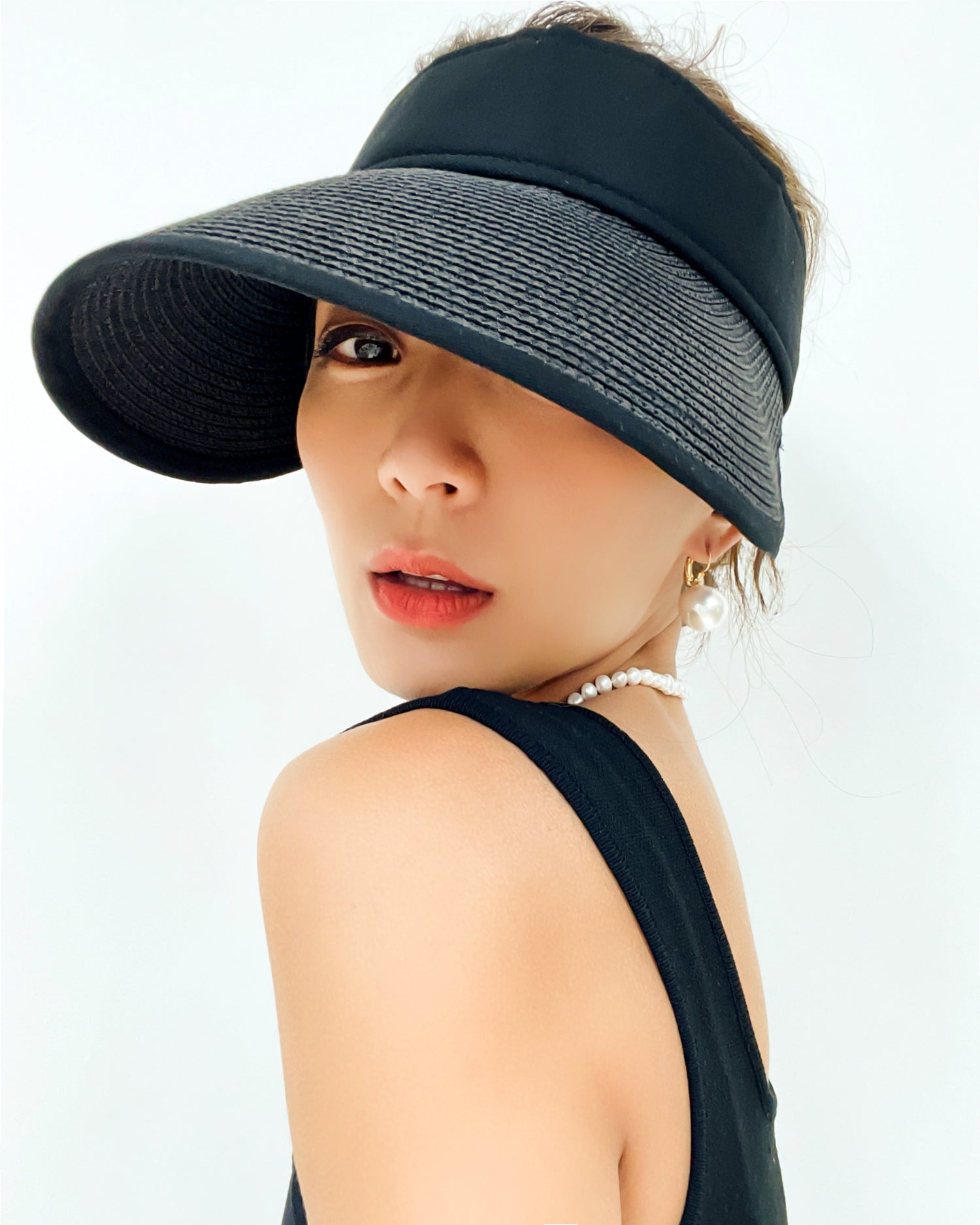 black straw wide visor hat *pre-order*