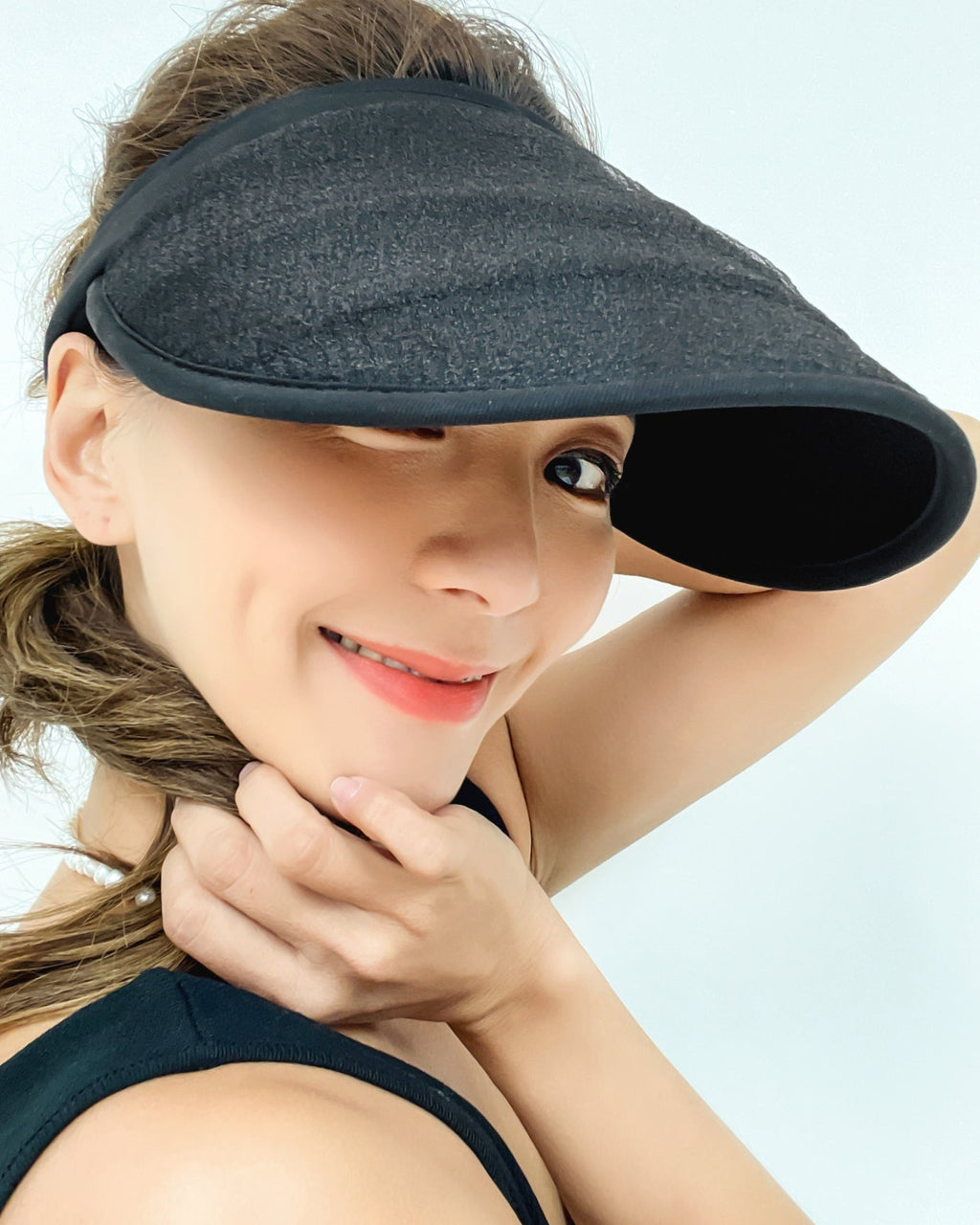 black organza visor hat