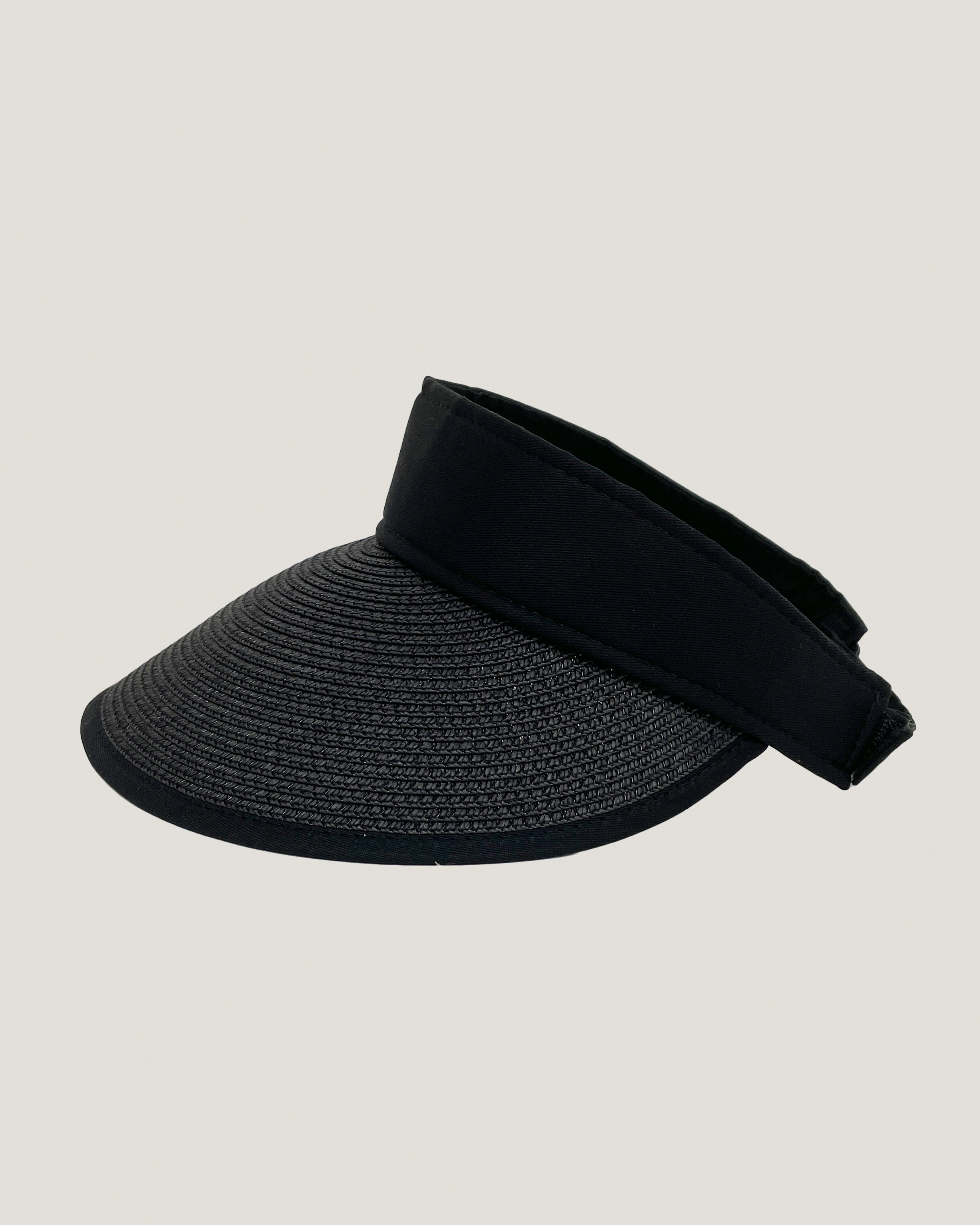 black straw wide visor hat *pre-order*