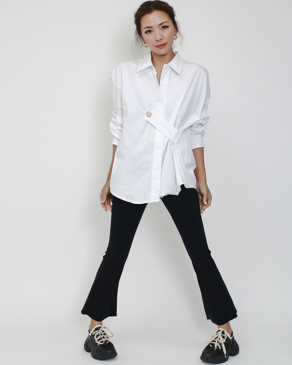 black skinny stretch bell cropped pants *pre-order*