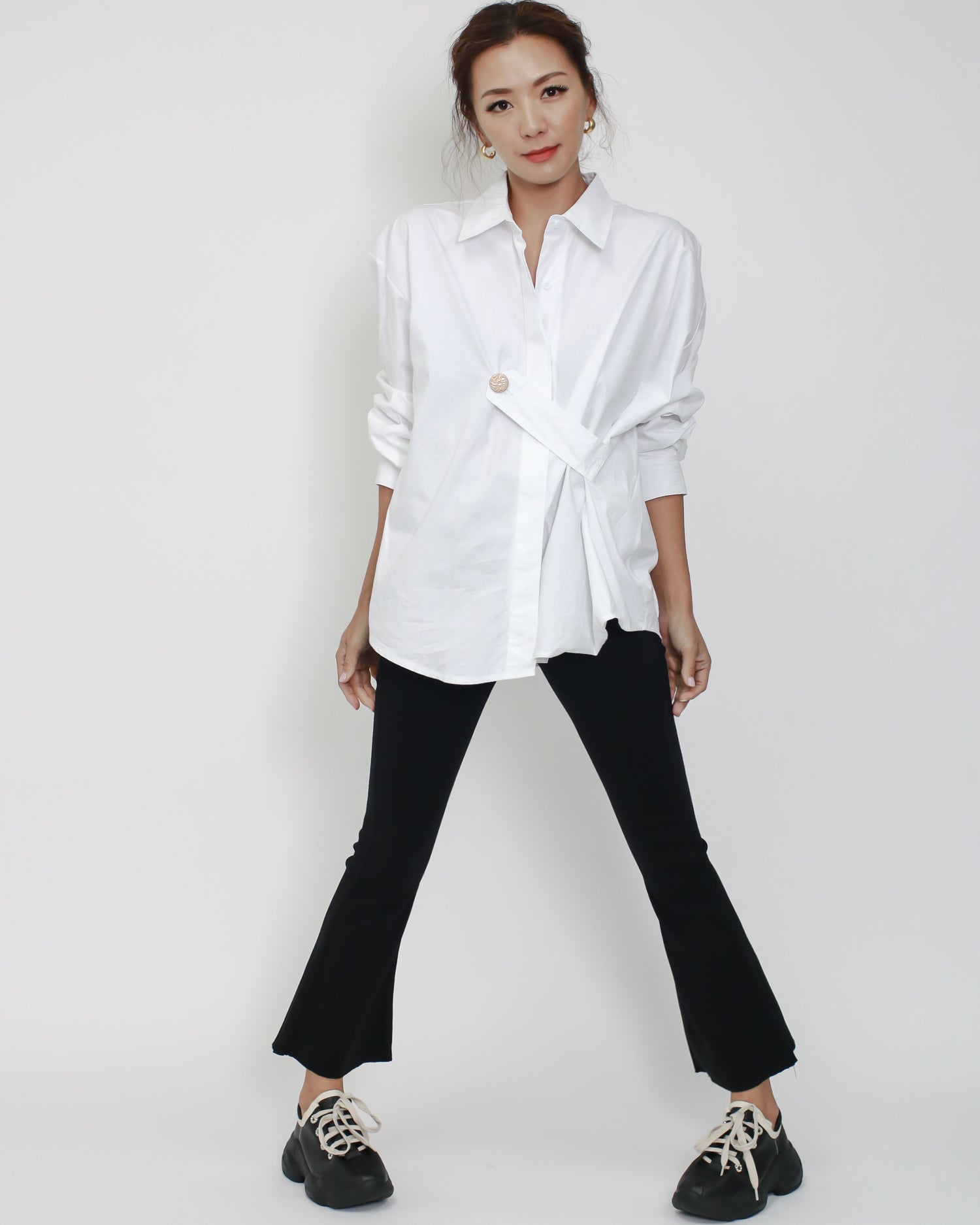 black skinny stretch bell cropped pants *pre-order*