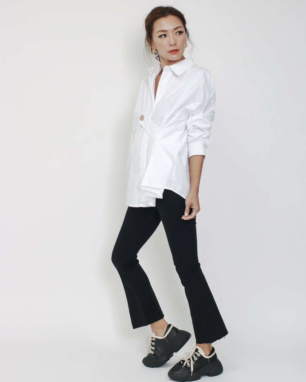 black skinny stretch bell cropped pants *pre-order*