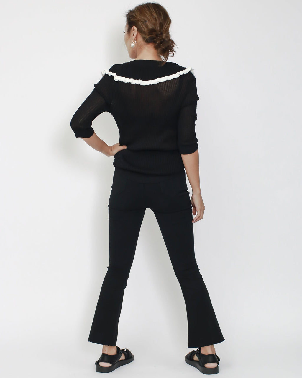 black skinny stretch bell cropped pants *pre-order*