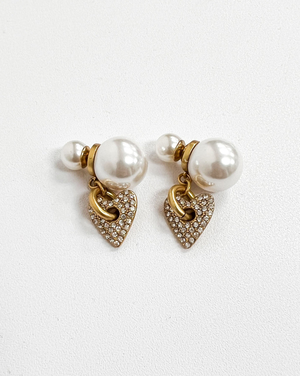 pearls & diamonds hearts earrings *pre-order*