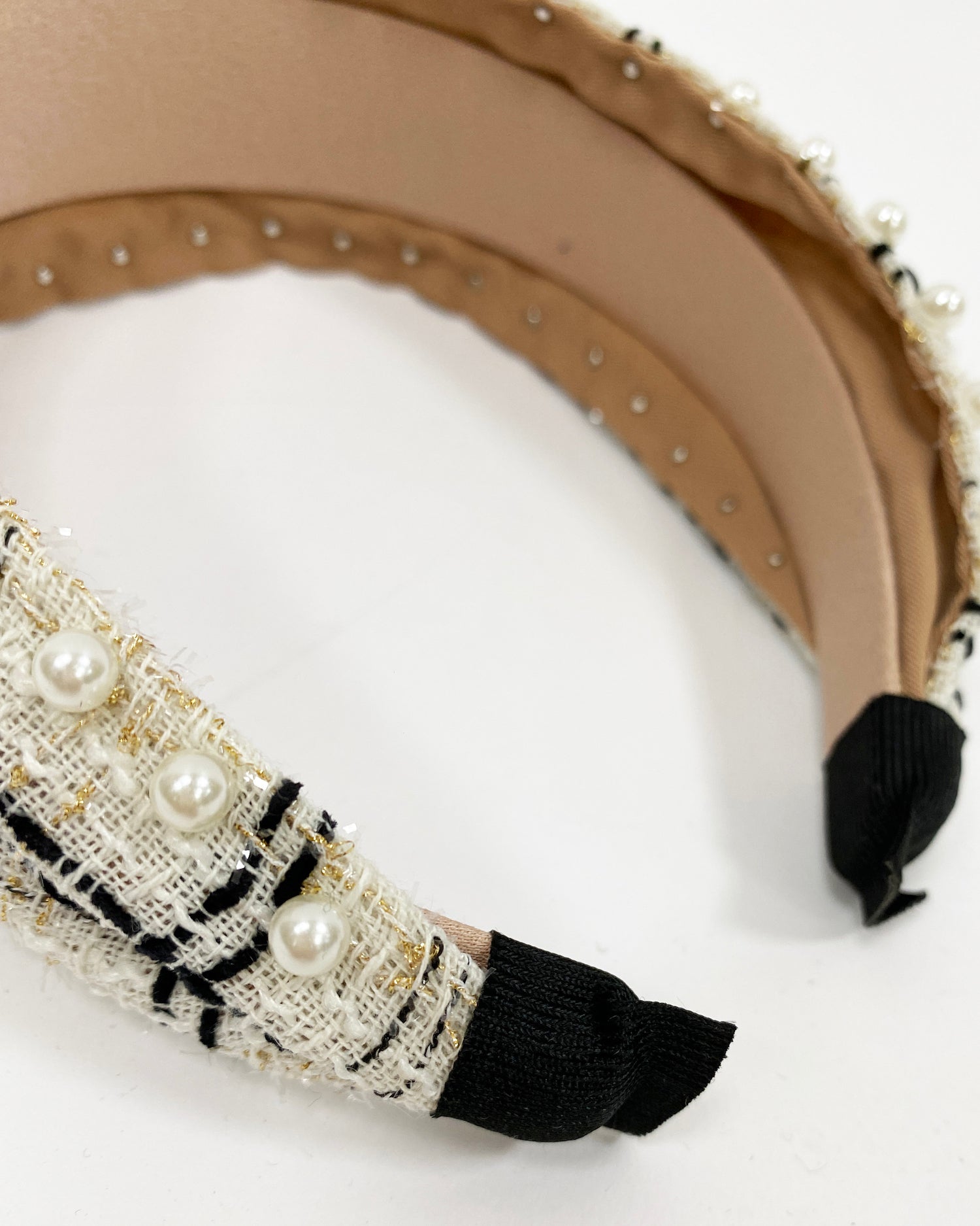 ivory tweed & pearls headband *pre-order*