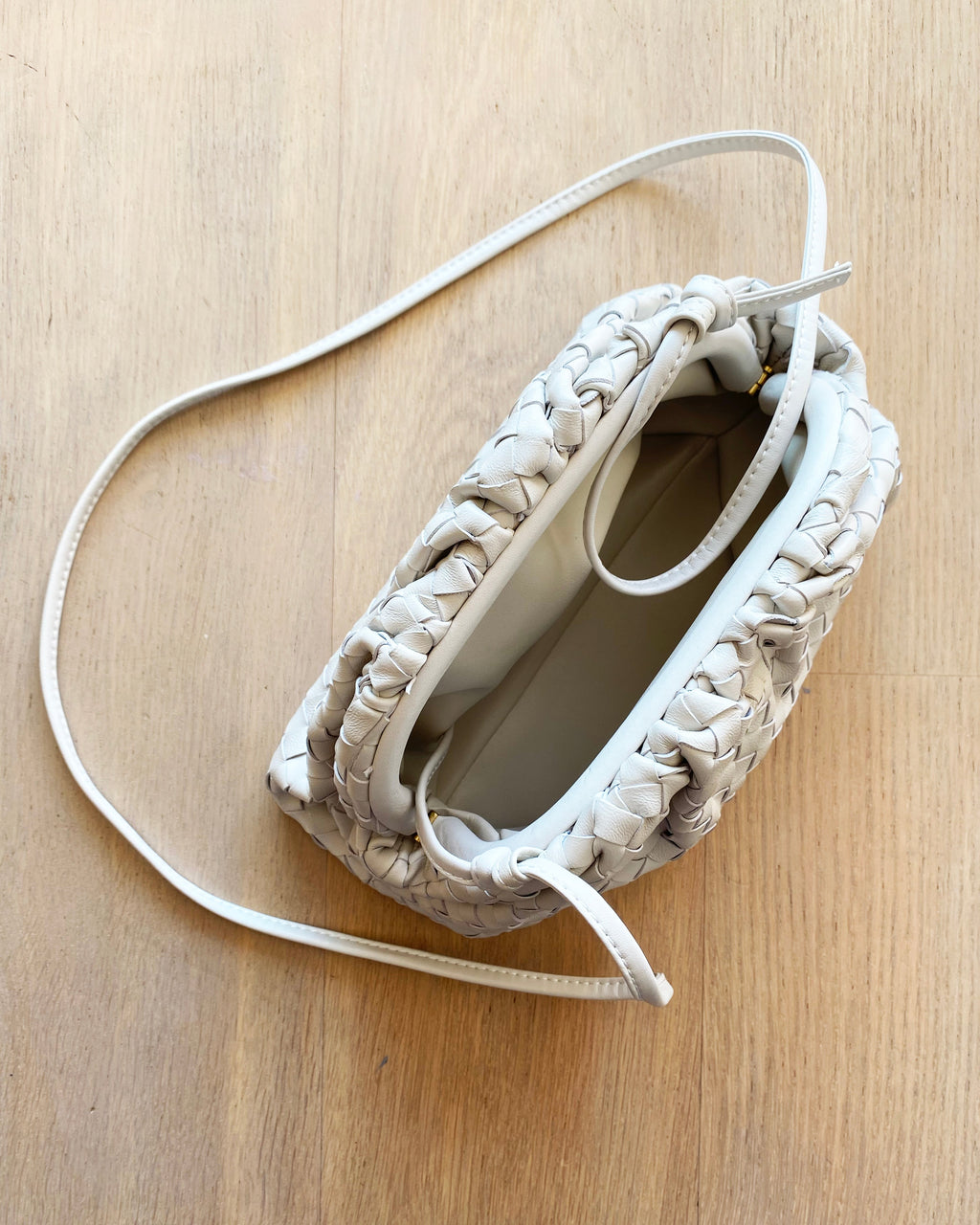 ivory pleats leather cross body bag *pre-order*