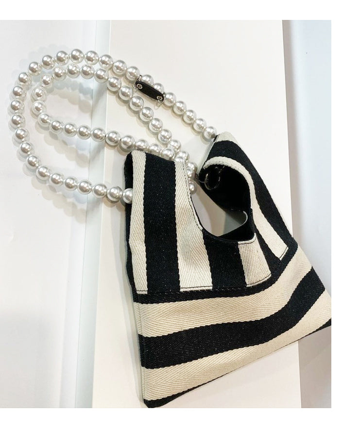 ivory & black with pearls chain bag *pre-order*