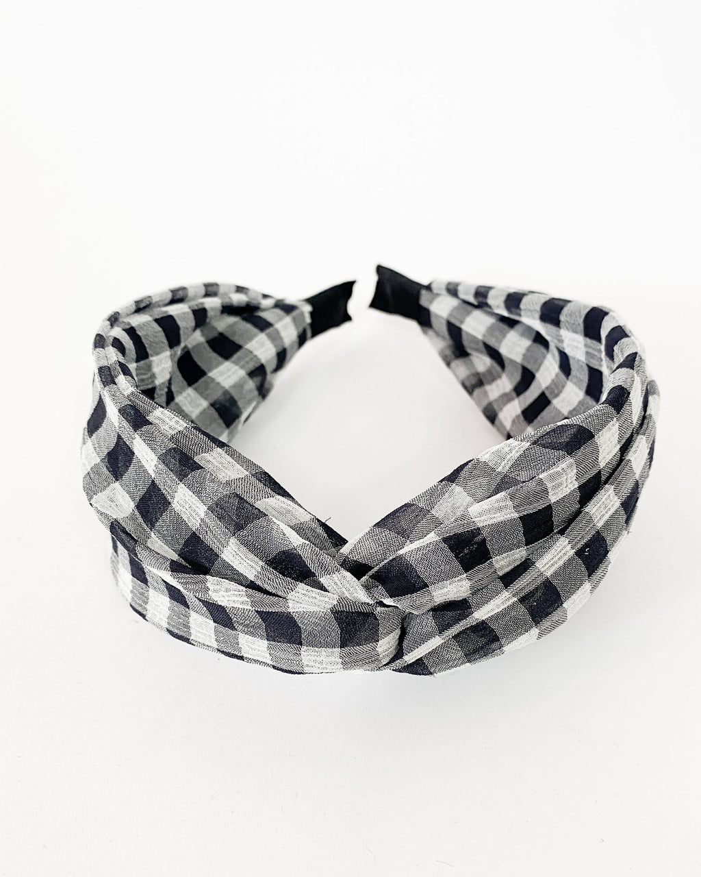 black gingham twisted fabric headband *pre-order*