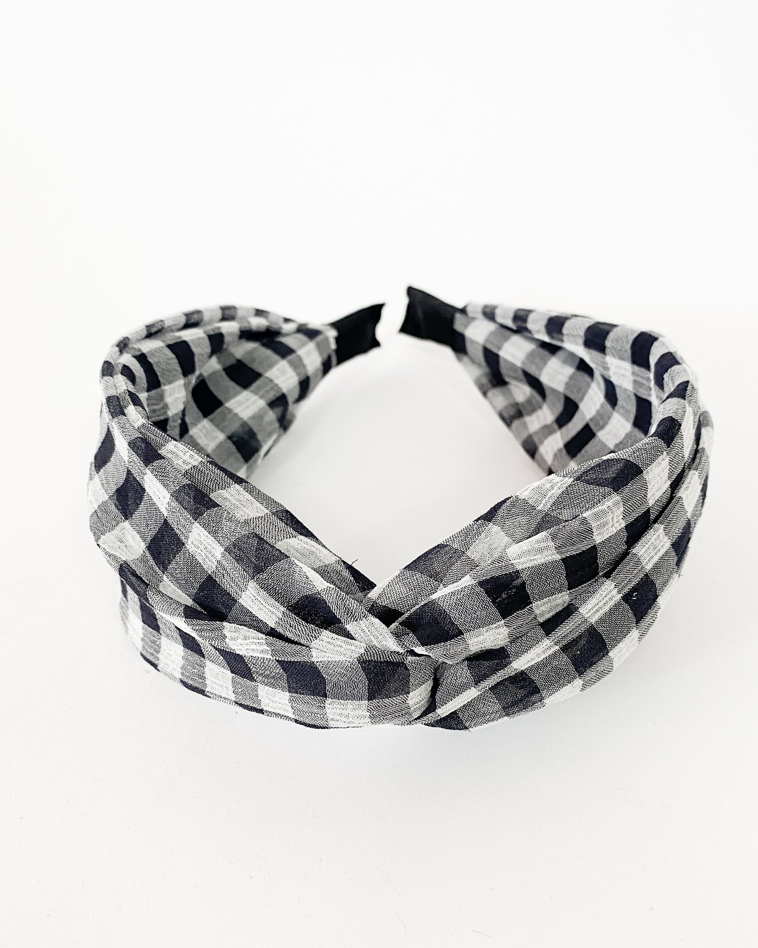 black gingham twisted fabric headband *pre-order*