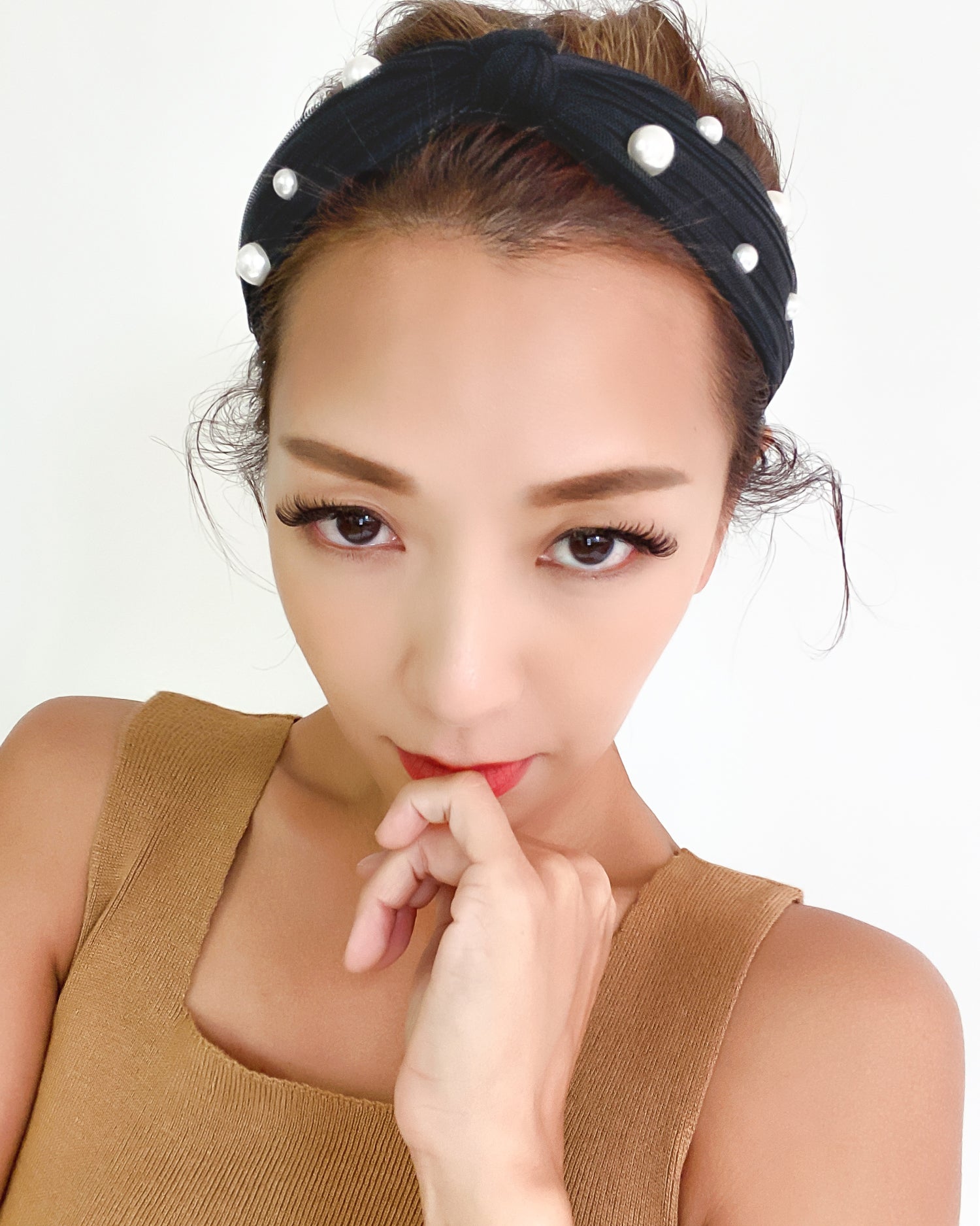 black net pearls twisted headband *pre-order*