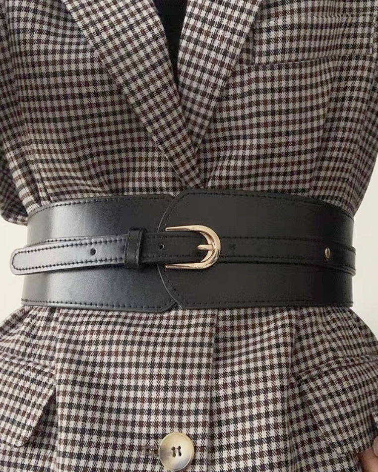 black PU leather stretch back wide belt *pre-order*
