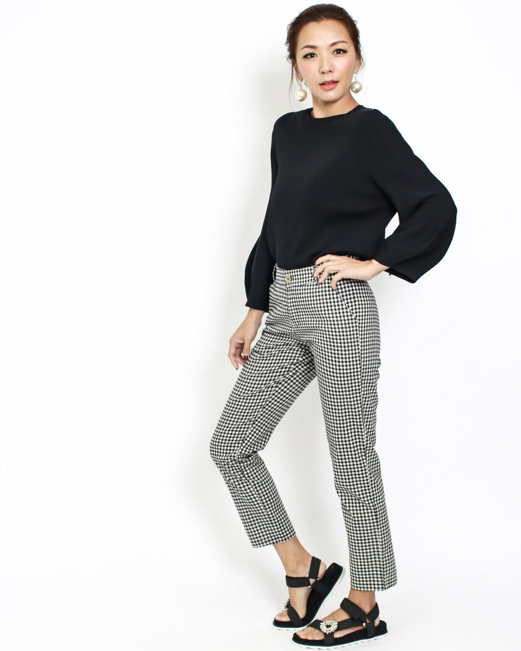 black gingham cropped pants *pre-order*