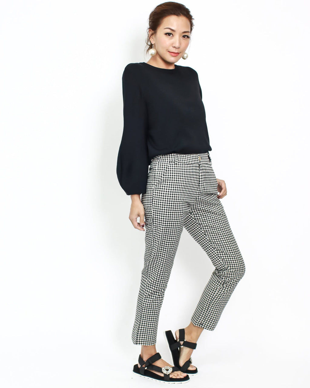black gingham cropped pants *pre-order*