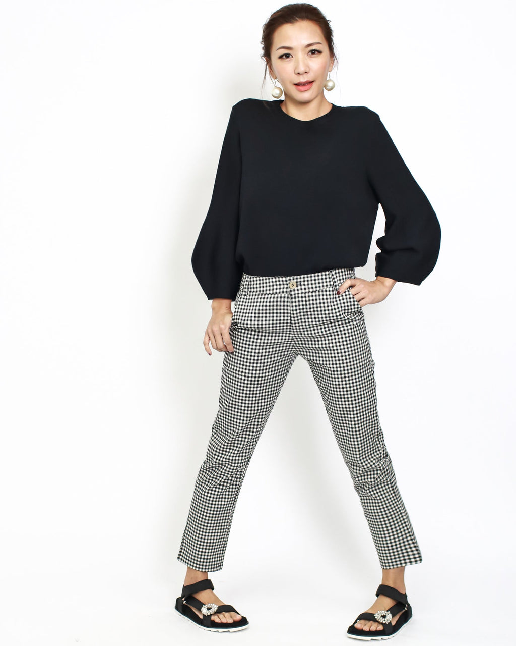 black gingham cropped pants *pre-order*