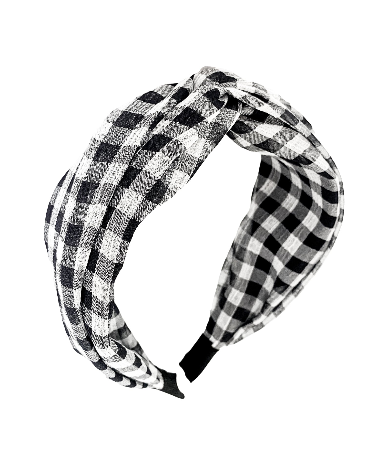 black gingham twisted fabric headband *pre-order*
