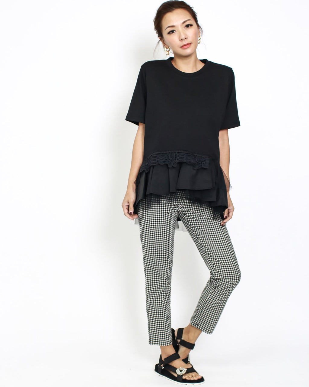 black gingham cropped pants *pre-order*