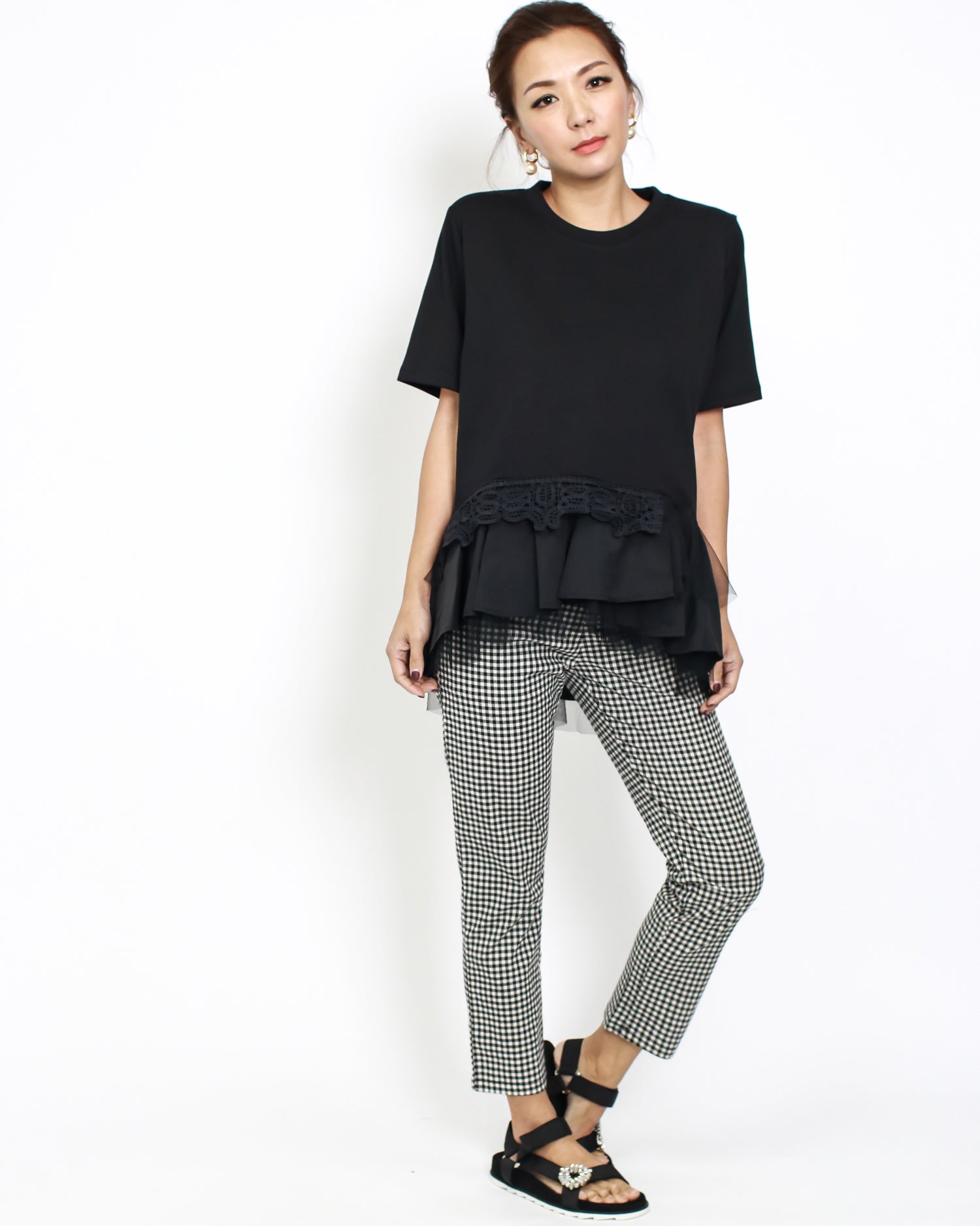 black gingham cropped pants *pre-order*