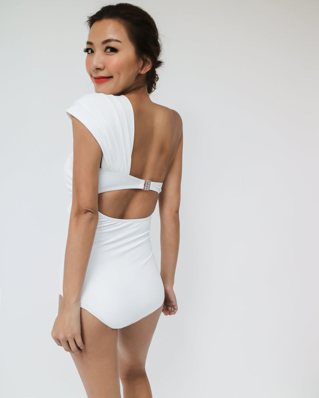 ivory one shoulder one piece swimwear *pre-order*