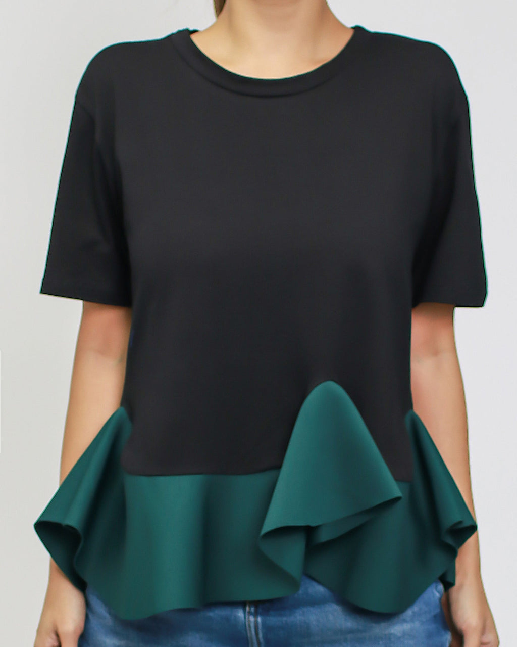 black & green neoprene frill tee *pre-order*