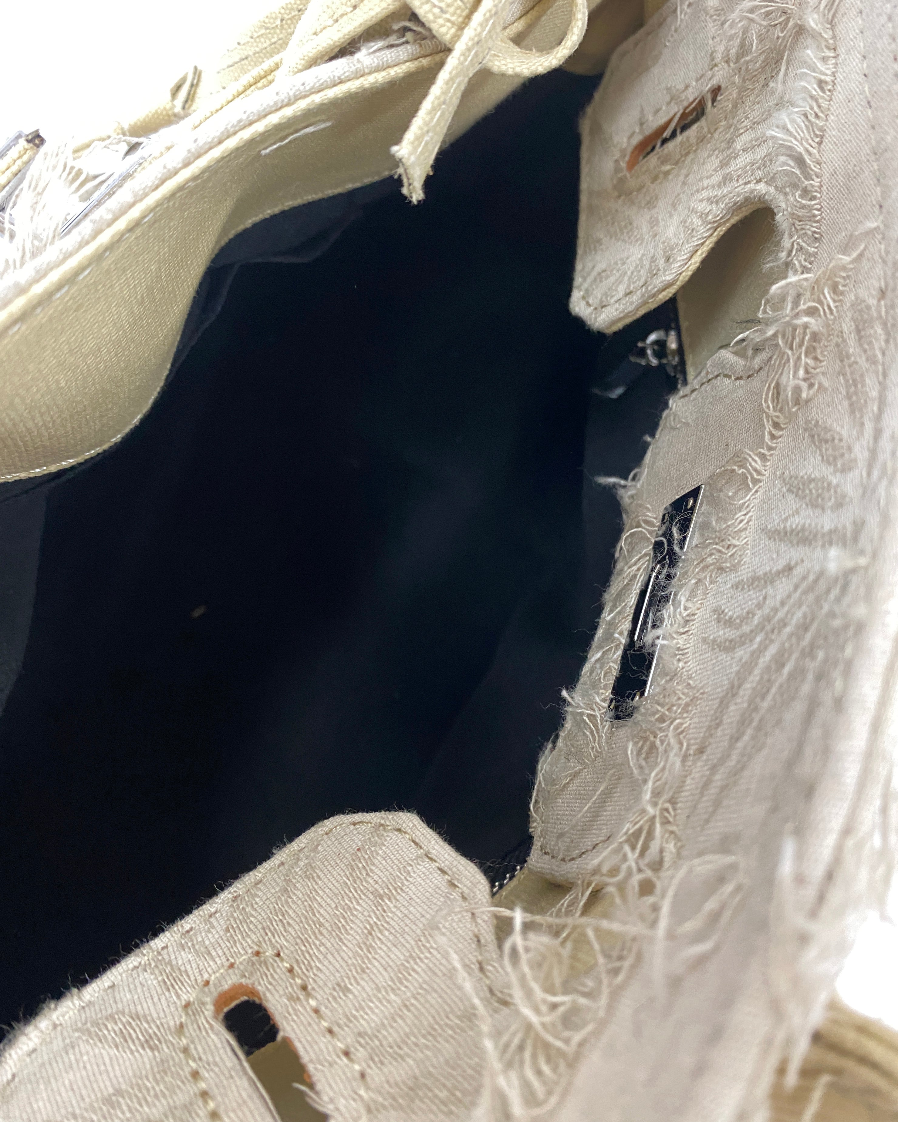 ivory ripped canvas & peals chain bag *pre-order*