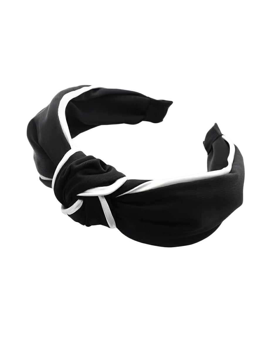 black with white trim knot headband *pre-order*