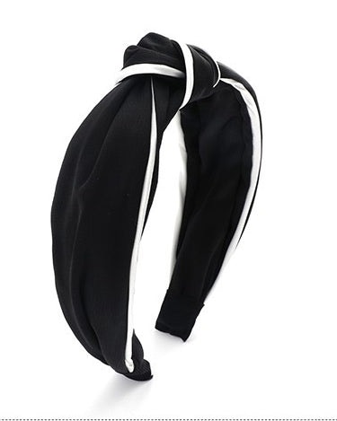 black with white trim knot headband *pre-order*