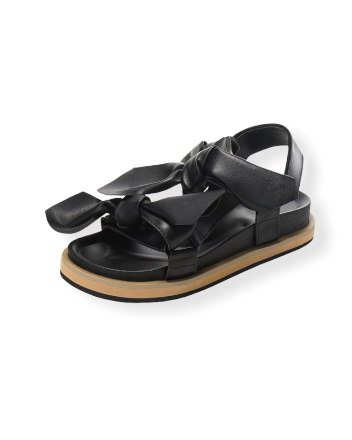 black PU leather bows sandals - 40