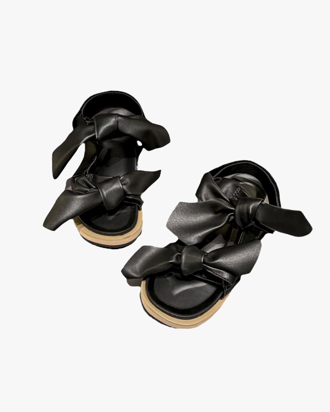 black PU leather bows sandals - 40