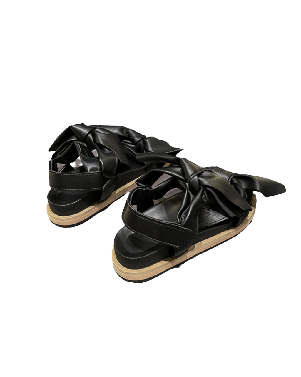 black PU leather bows sandals - 40