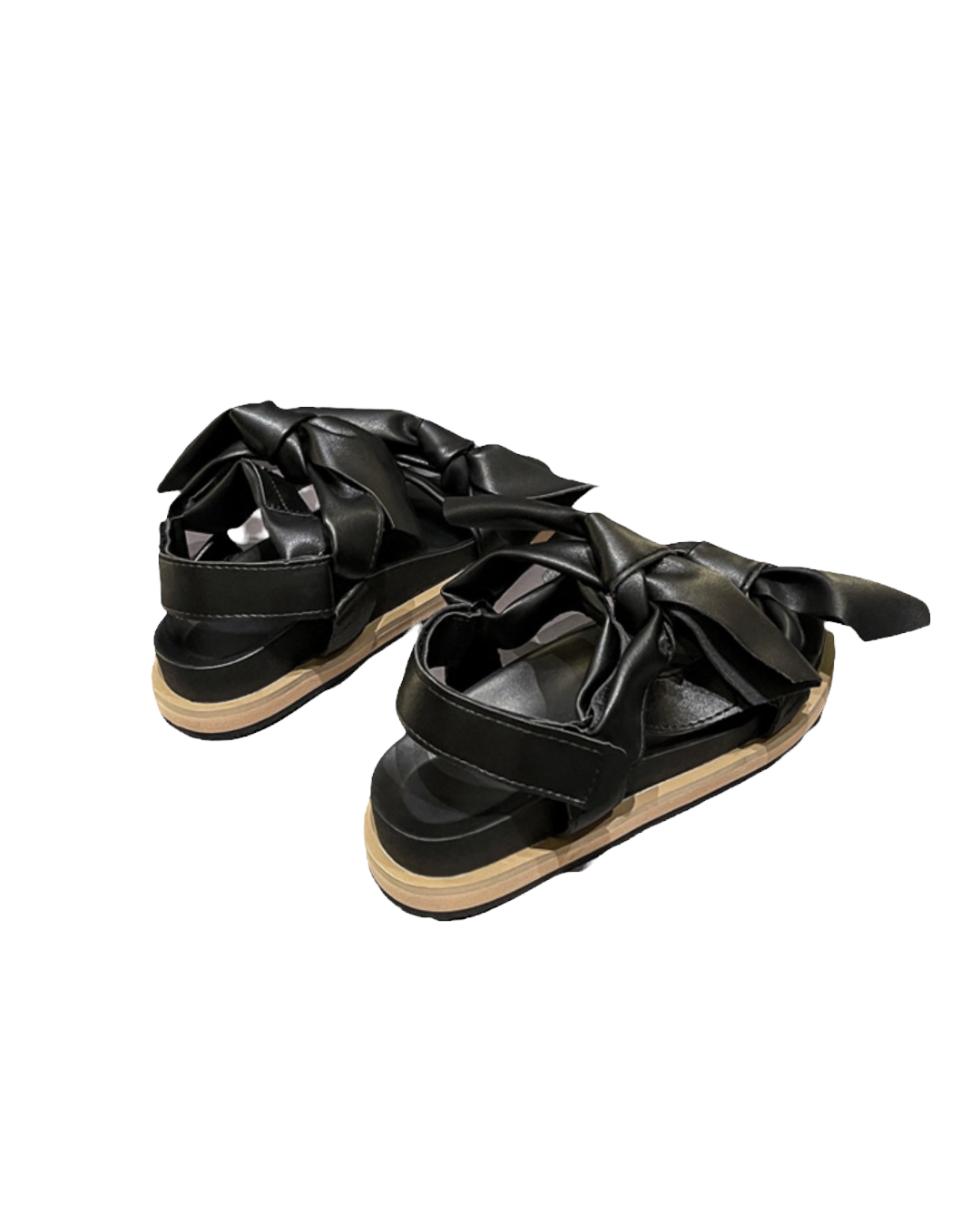black PU leather bows sandals - 40