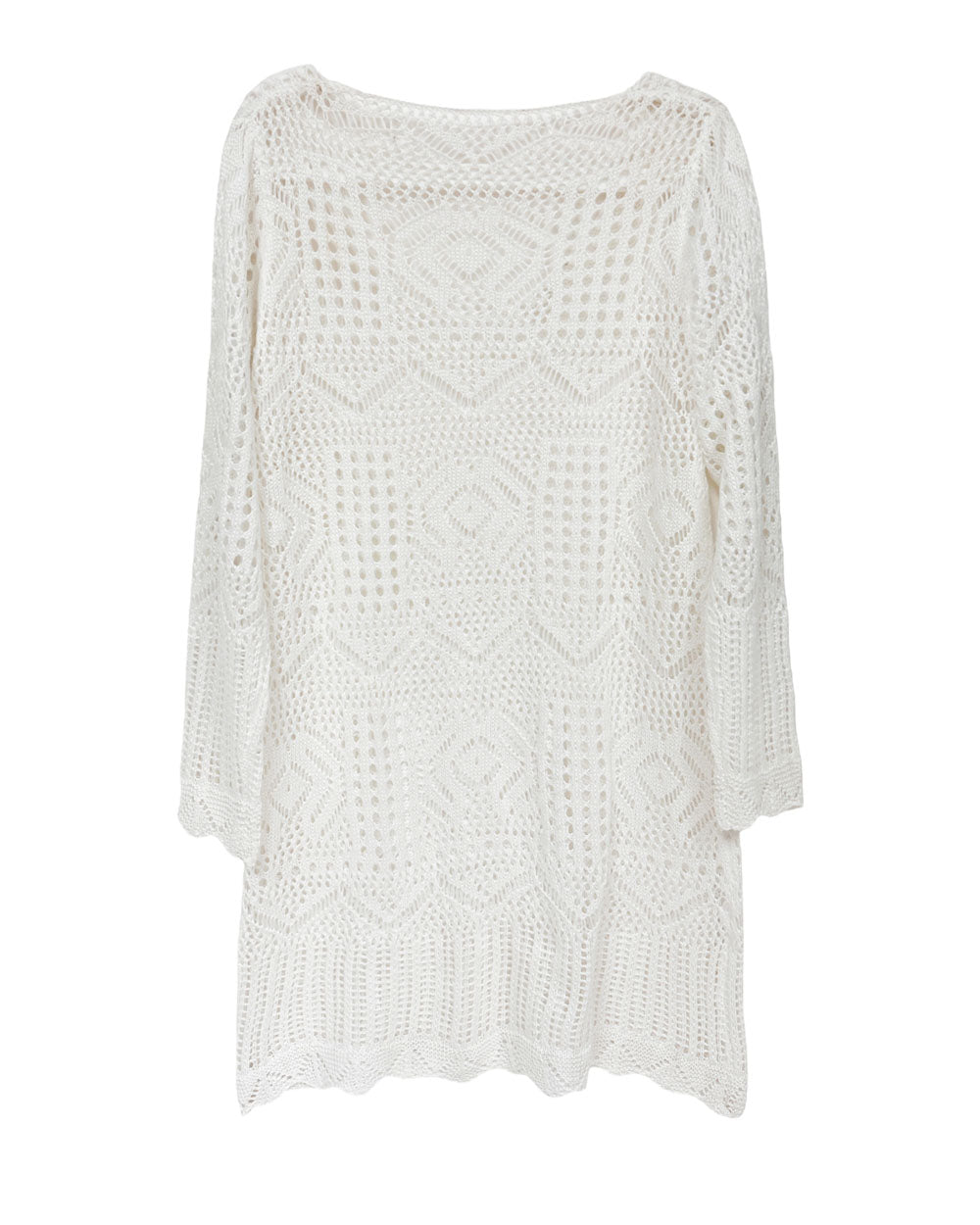 ivory scallop hem net knitted cover up dress *pre-order*