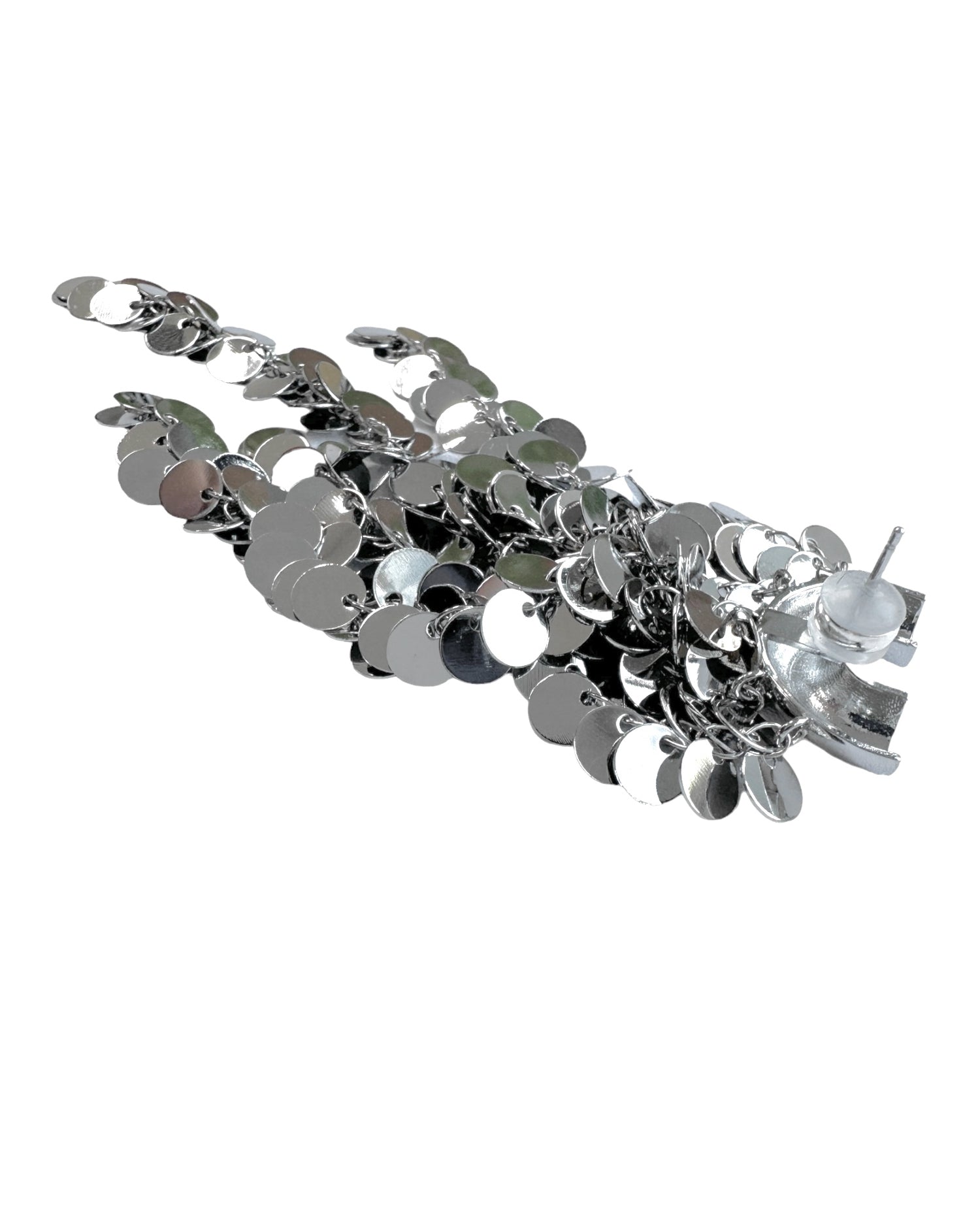 silver scale tassels earring