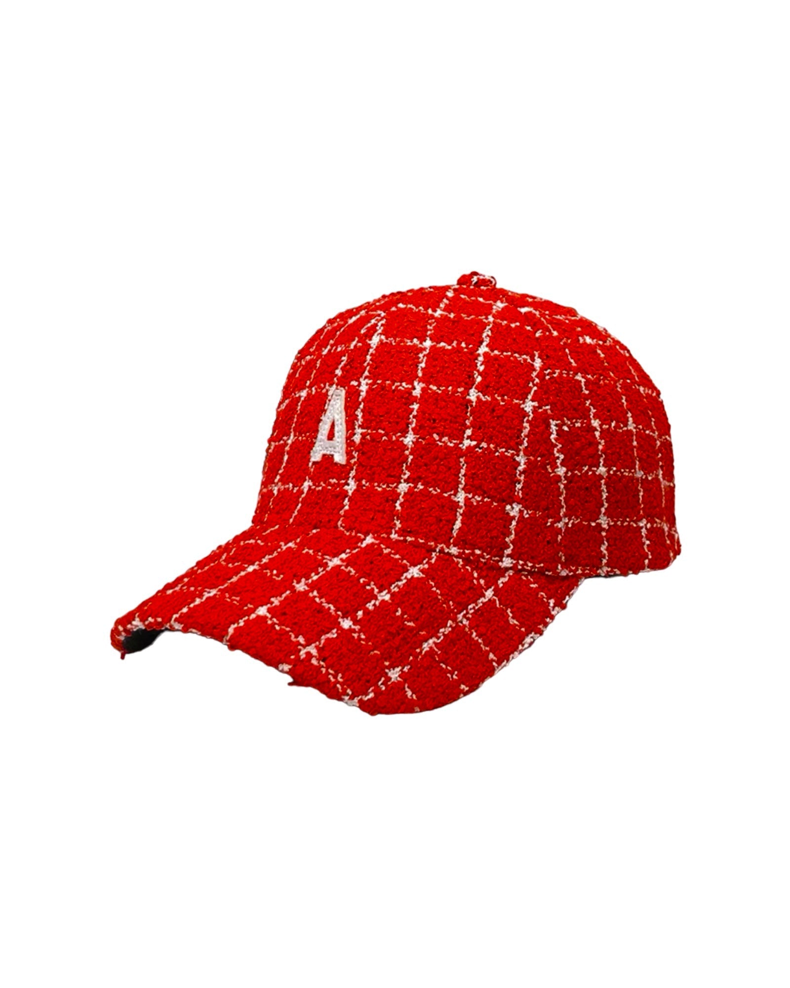 red & ivory checkers alperbat tweed cap