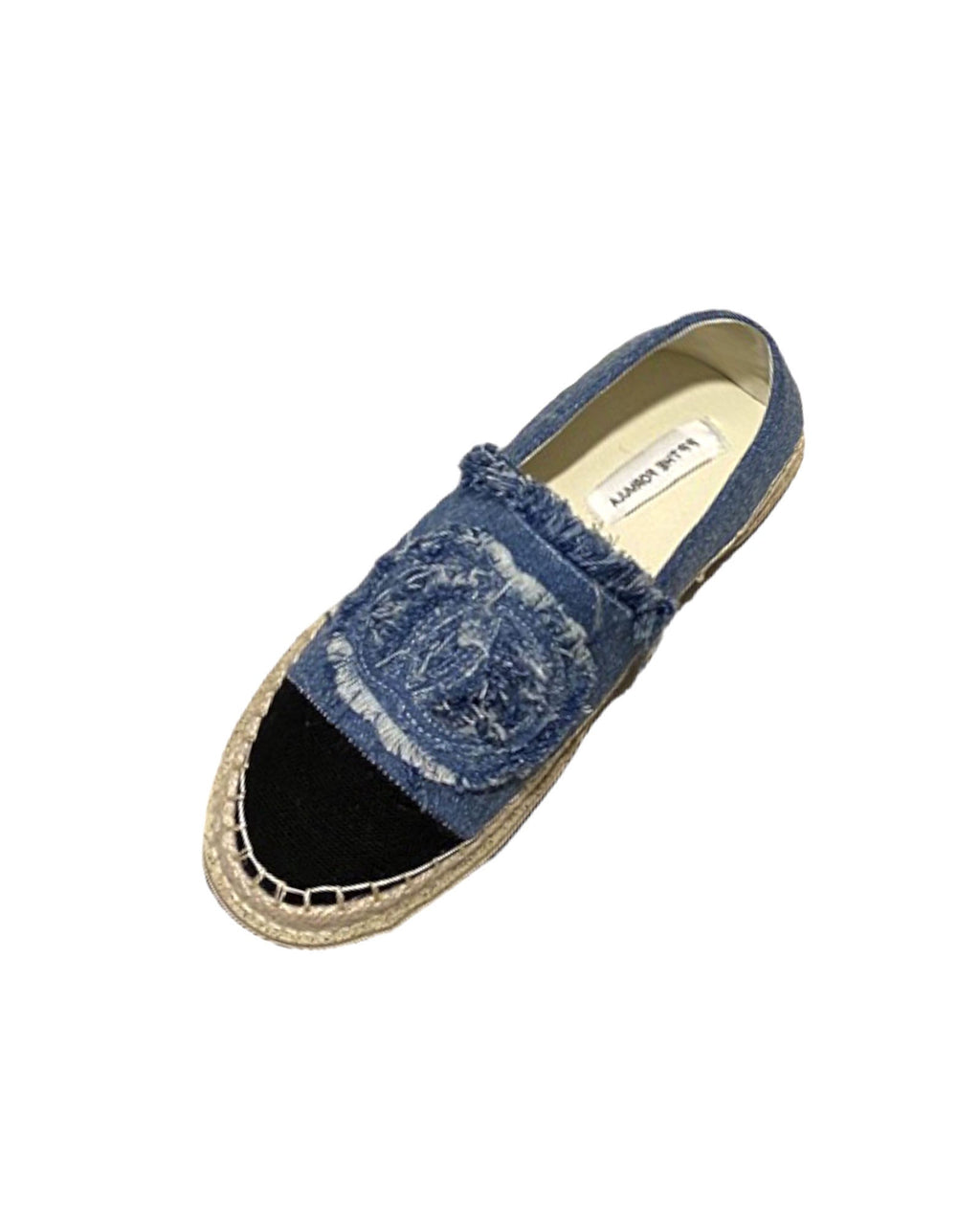 blue tweed & black fabric espadrilles *pre-order*