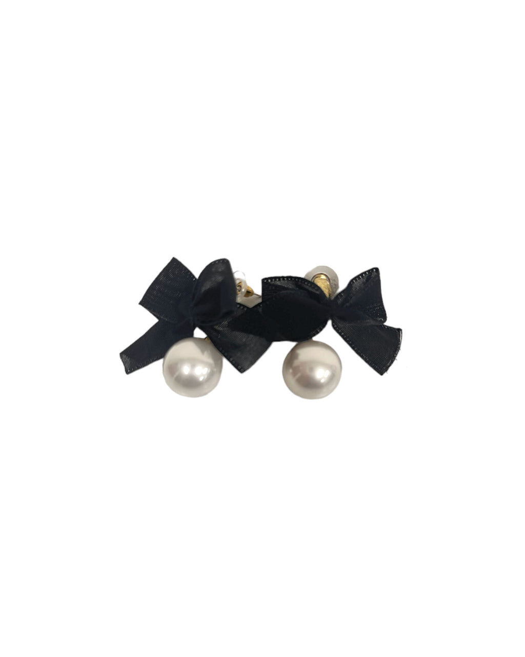 black fabric bows pearl earrings *pre-order*