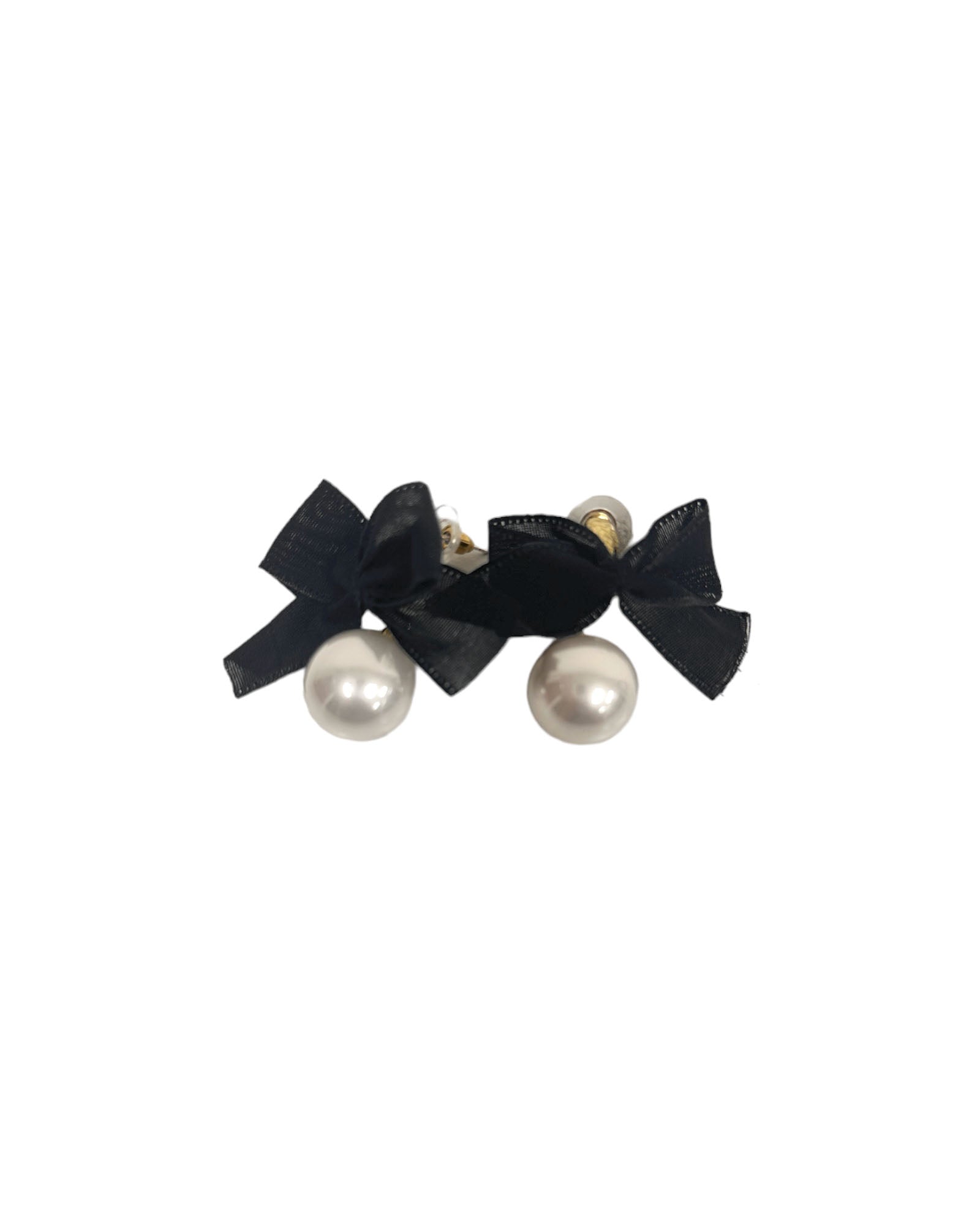 black fabric bows pearl earrings *pre-order*