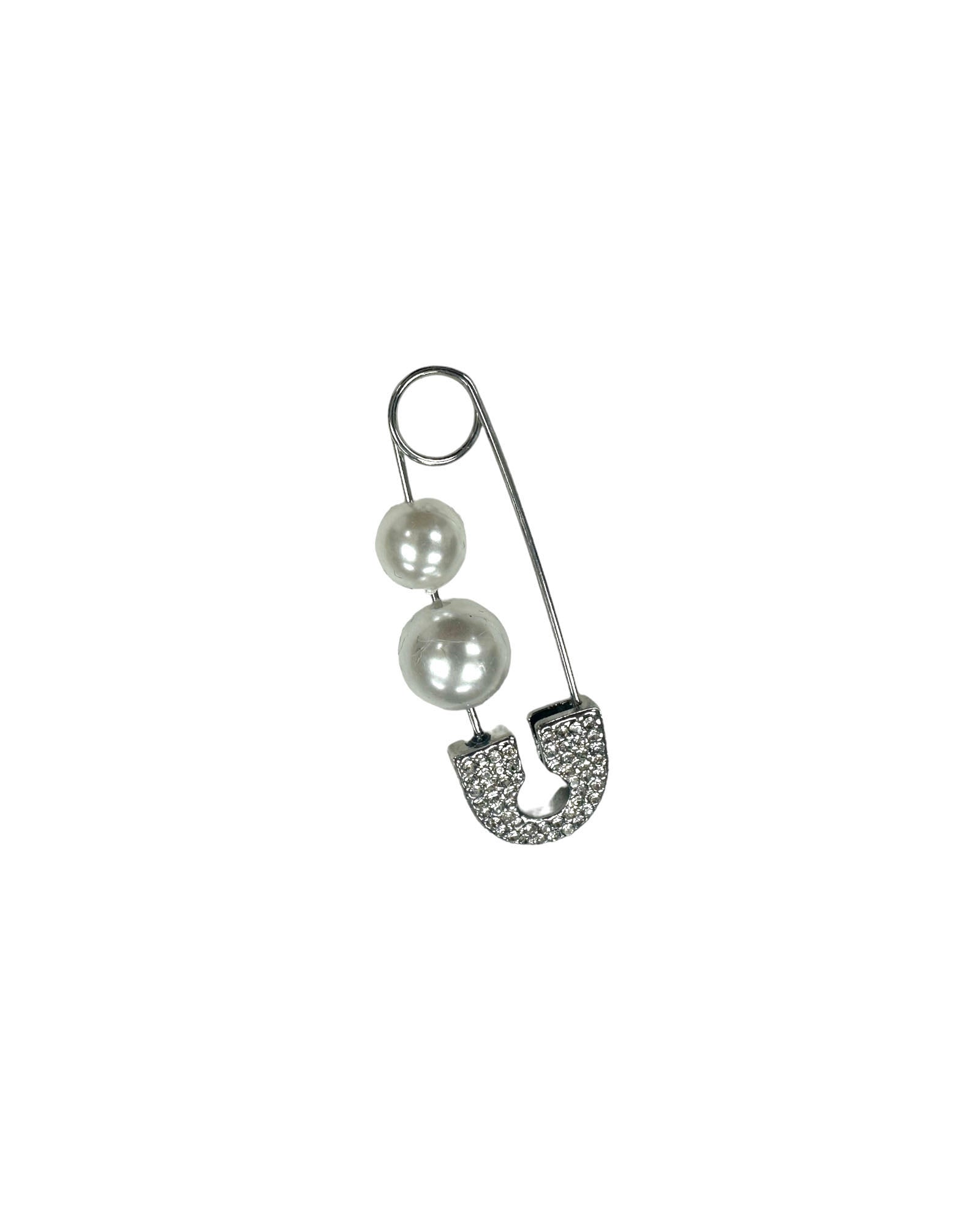 sliver pearls pin shape diamond earring *pre-order*