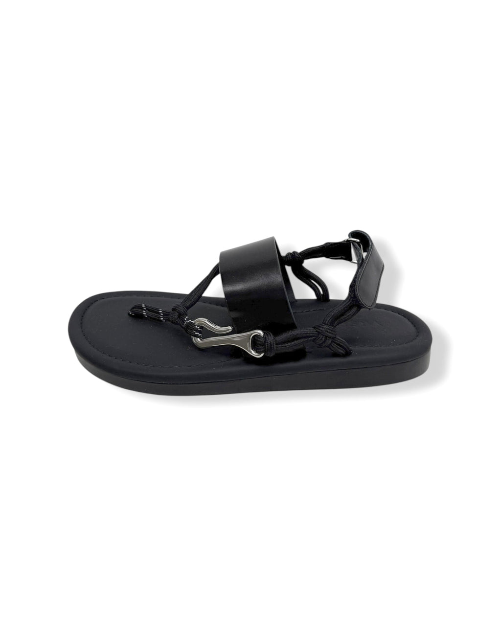 black PU leather with rope & silver buckle sandals *pre-order*
