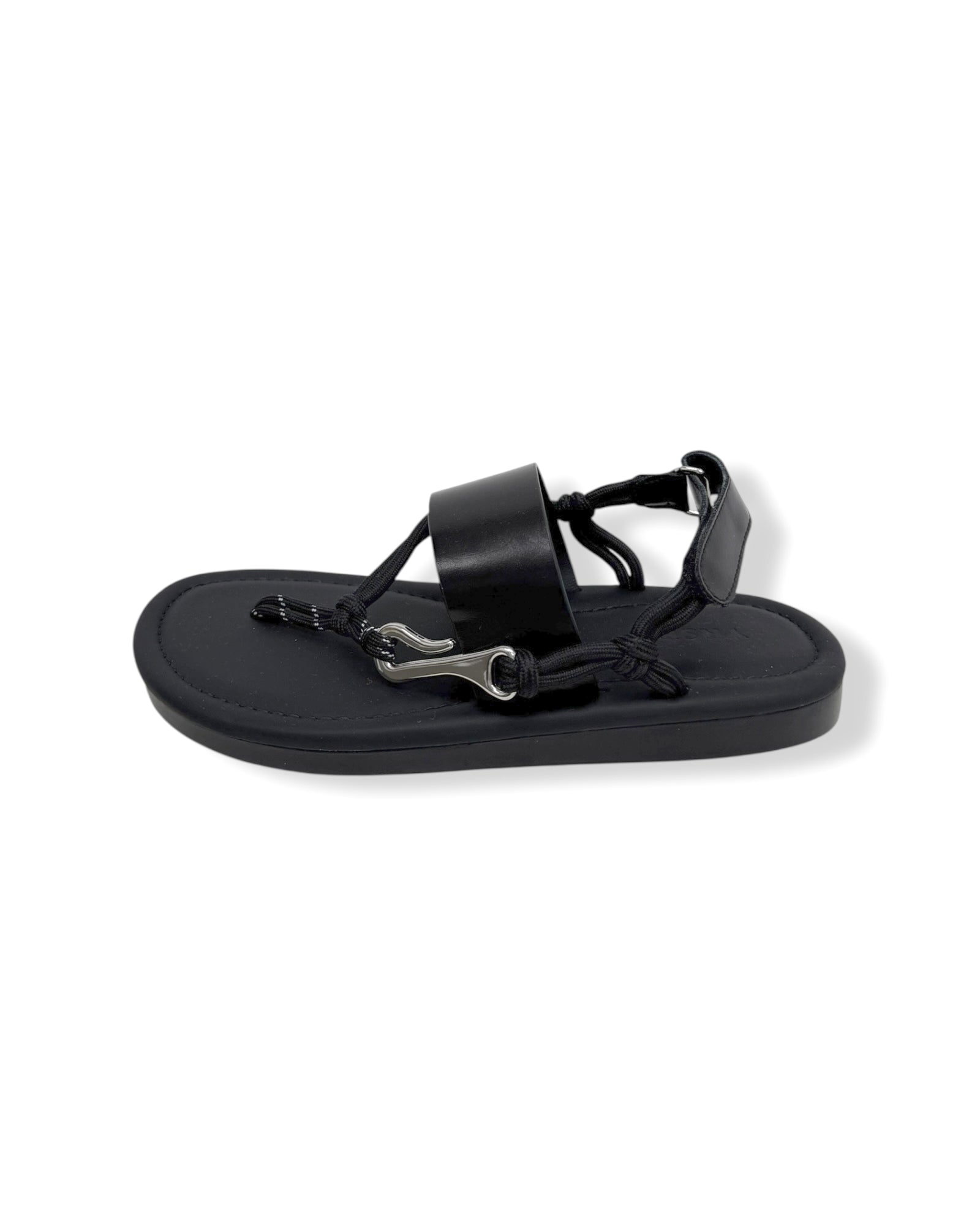 black PU leather with rope & silver buckle sandals *pre-order*