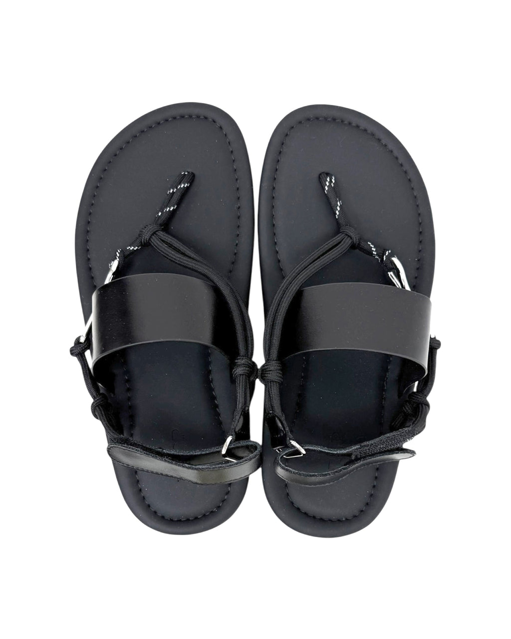 black PU leather with rope & silver buckle sandals *pre-order*