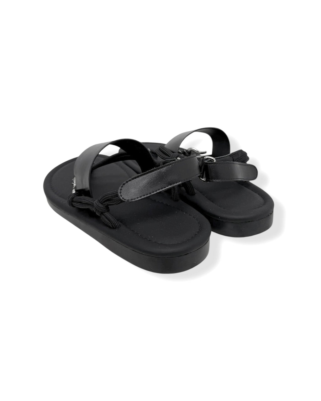 black PU leather with rope & silver buckle sandals *pre-order*