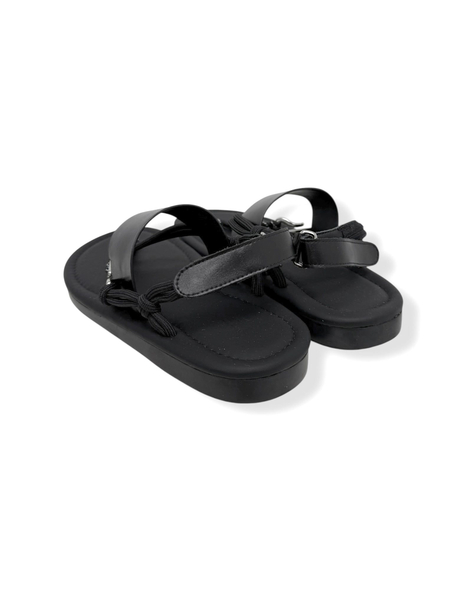 black PU leather with rope & silver buckle sandals *pre-order*