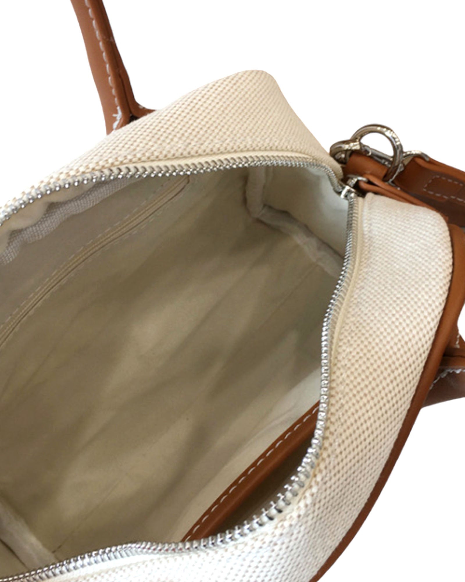 beige PU leather w/ ivory canvas handle bag *pre-order*