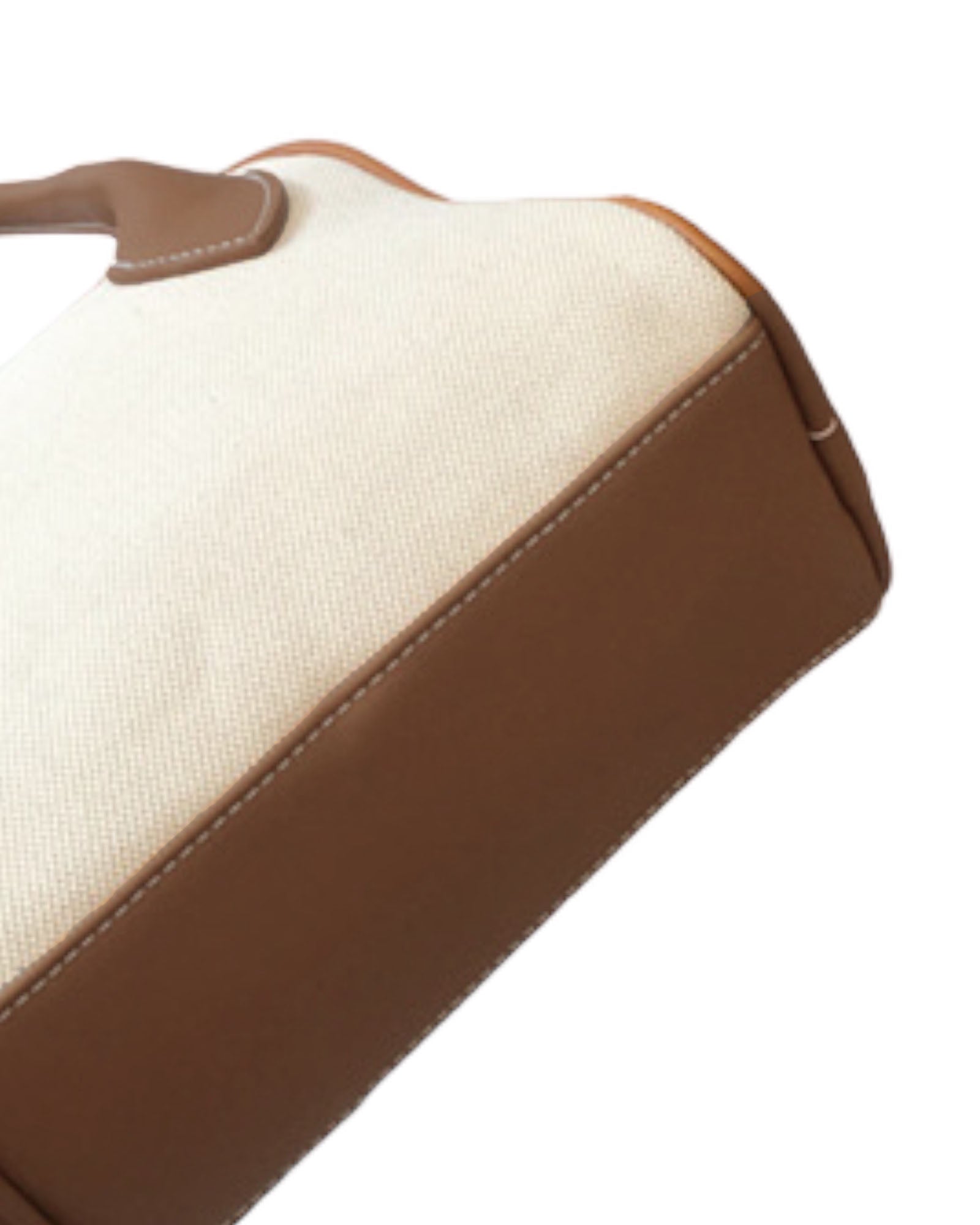 beige PU leather w/ ivory canvas handle bag *pre-order*