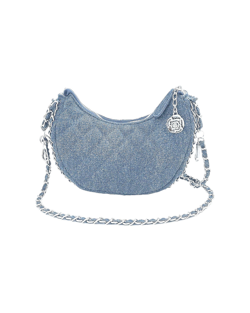 denim quilted silver chain strap handbag *pre-order*
