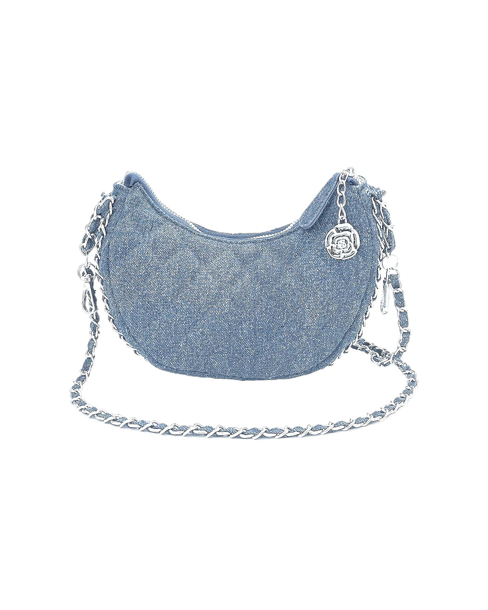 denim quilted silver chain strap handbag *pre-order*